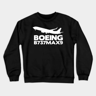 Boeing B737Max9 Silhouette Print (White) Crewneck Sweatshirt